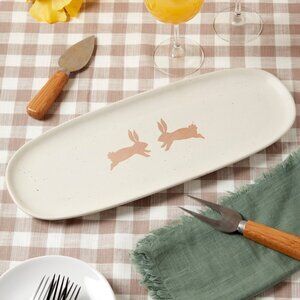 Haven Easter Bunny 14.5" Narrow Serving Tray - Natural with Black Speckles